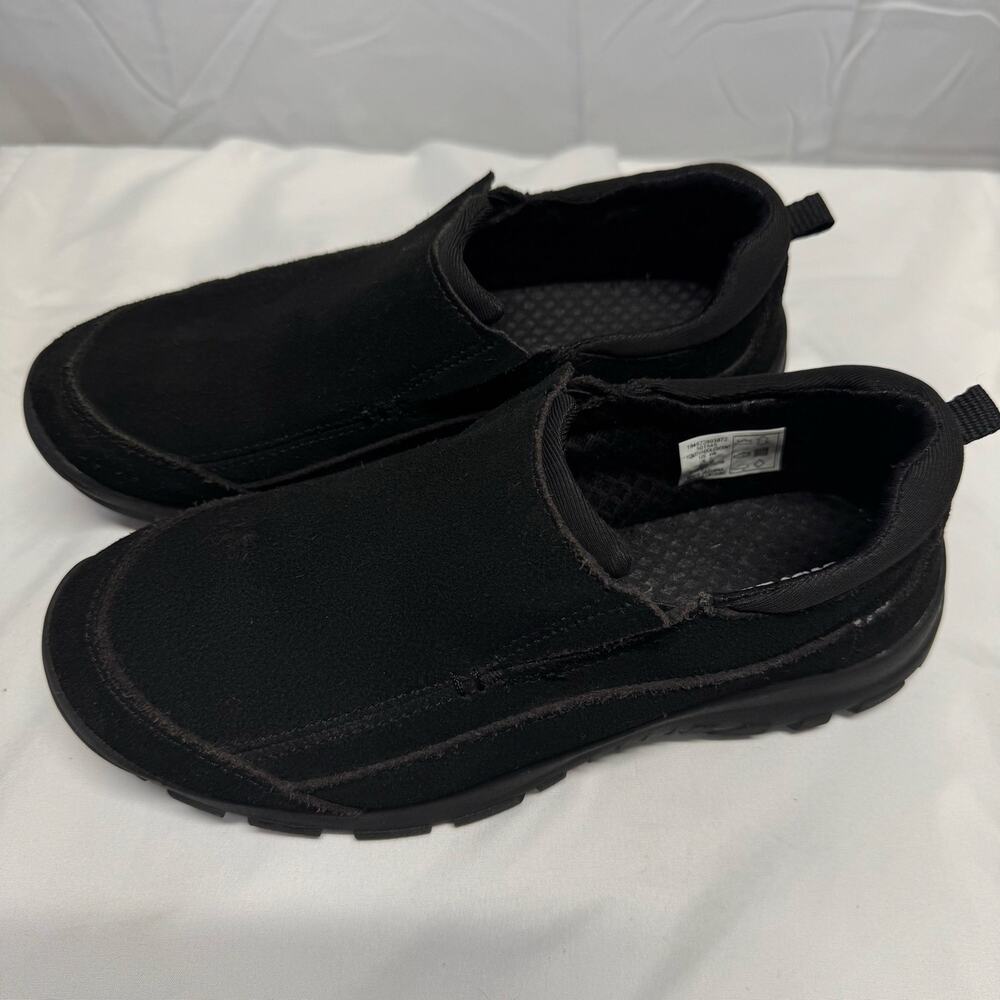 Lands End Youth Size 4 All Weather Casual Slip On Suede Shoes Black Mocs